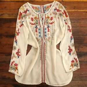 Johnny Was floral embroidered tunic
